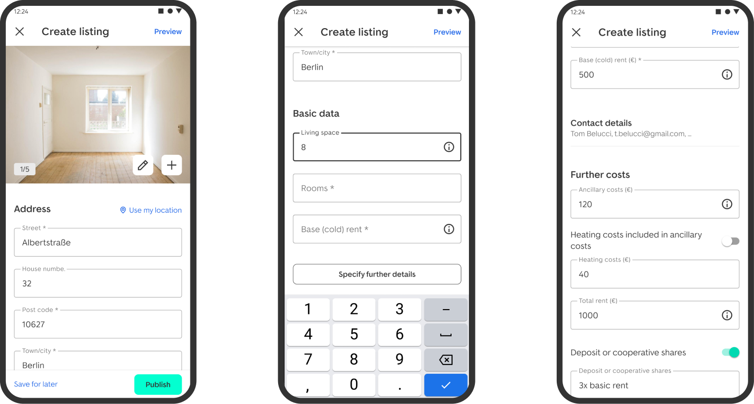 Improved create listing structure
